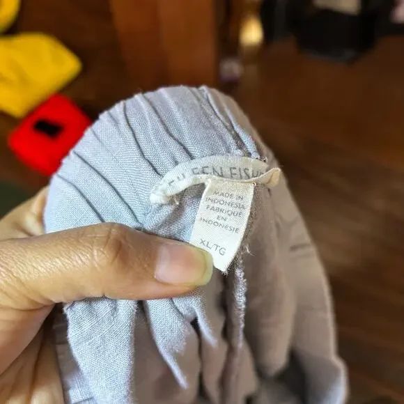 Eileen Fisher Organic Linen Wide Leg Pants Size XL Cropped Pull On Relaxed - Picture 9 of 10